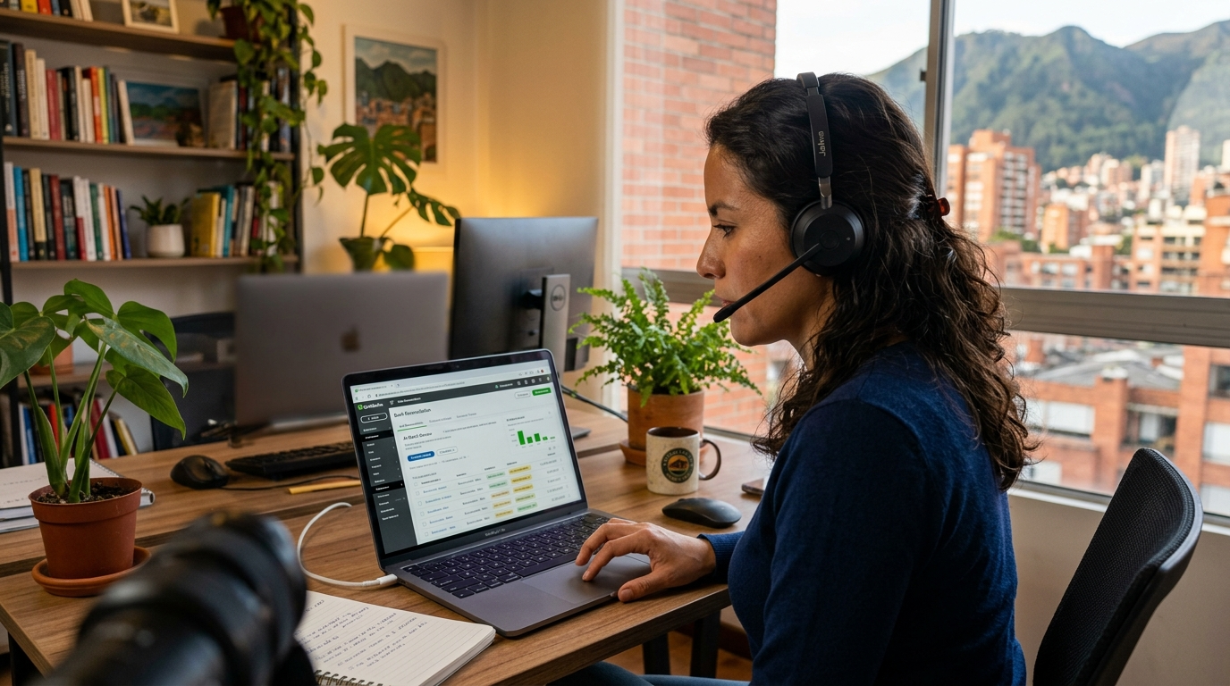 Nearshore ecommerce accountant using AI copilot tools in QuickBooks for reconciliation and month-end close tasks