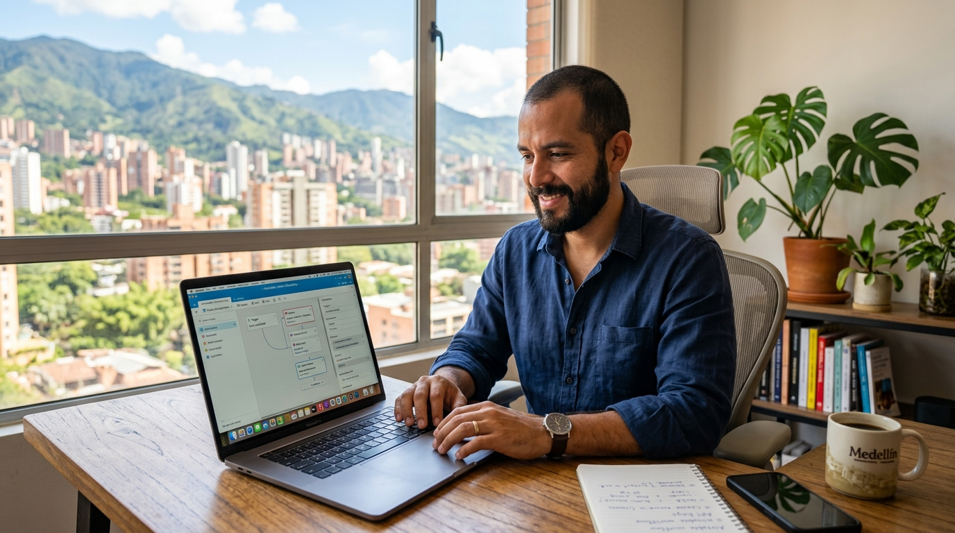 Nearshore Airtable virtual assistant building workflow automations in Airtable from a Latin American home office