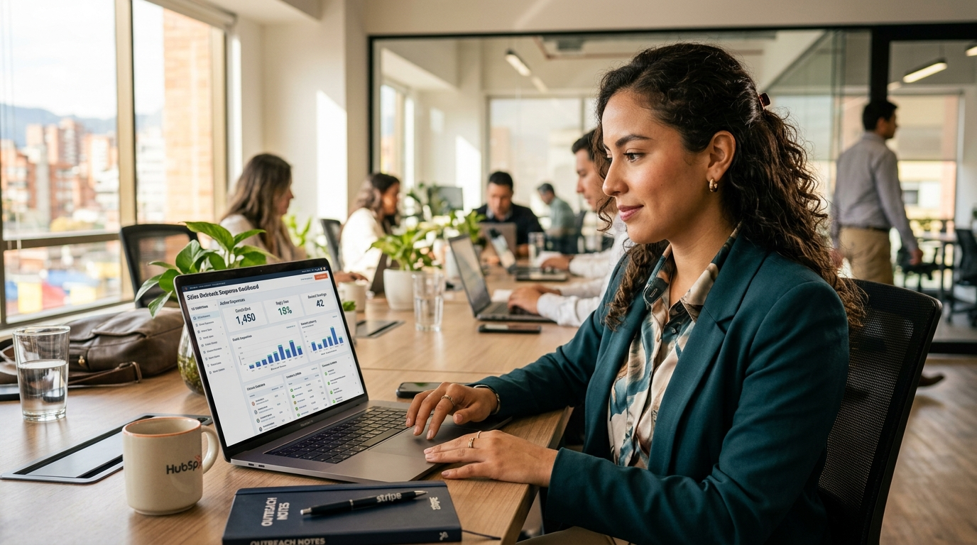 Nearshore appointment setting VA managing a cybersecurity SaaS outbound sequence on a sales engagement platform