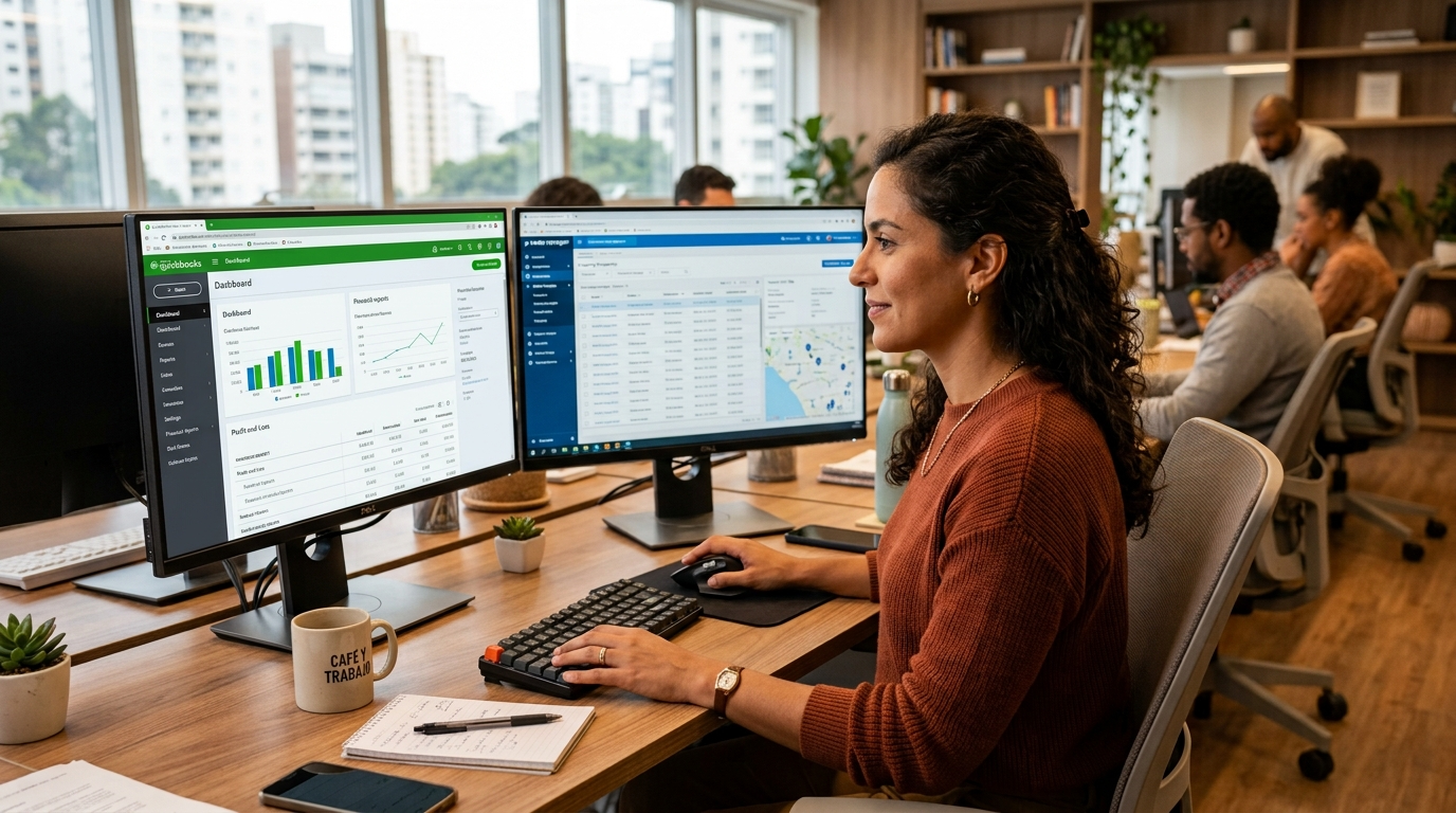 Nearshore virtual assistant managing bookkeeping and property management software from a Latin American home office