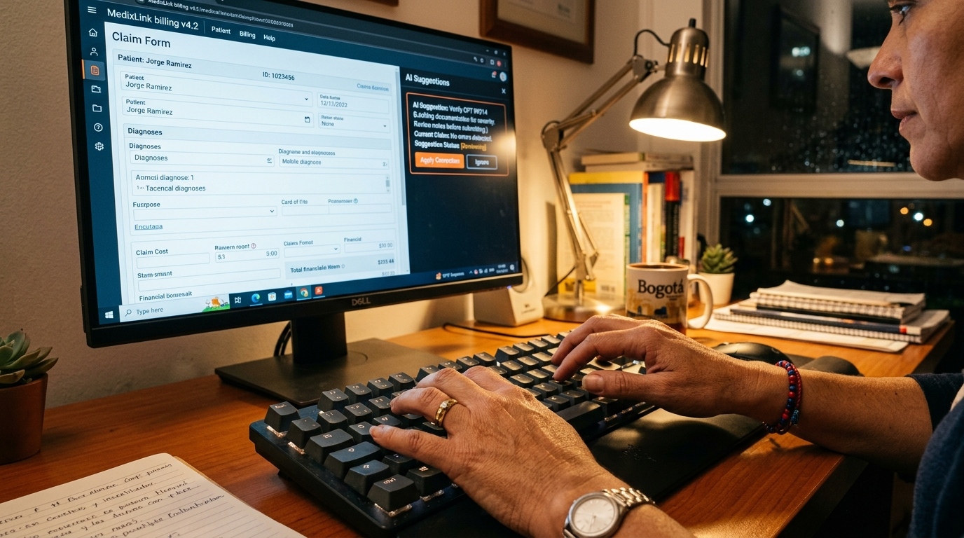 Medical billing virtual assistant using AI copilot software to resolve insurance denial codes faster in 2026