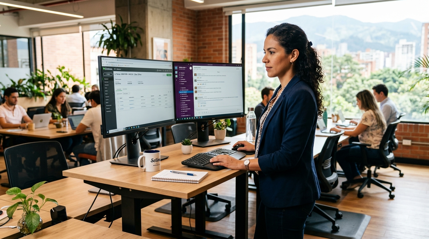 Nearshore VA using QuickBooks at a Latin American coworking space — virtual assistant agencies 2026
