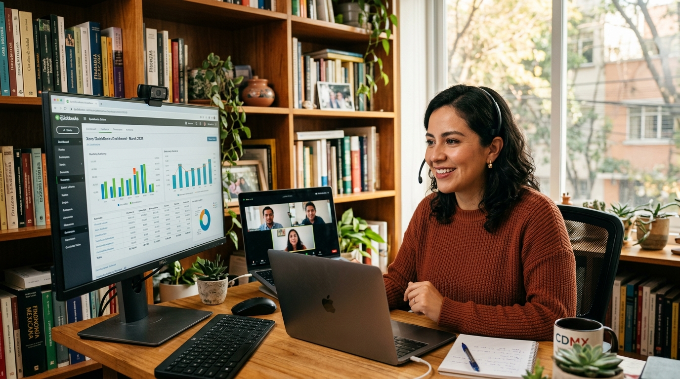 Latin American VA on a video call managing bookkeeping tasks — best virtual assistants for remote US businesses