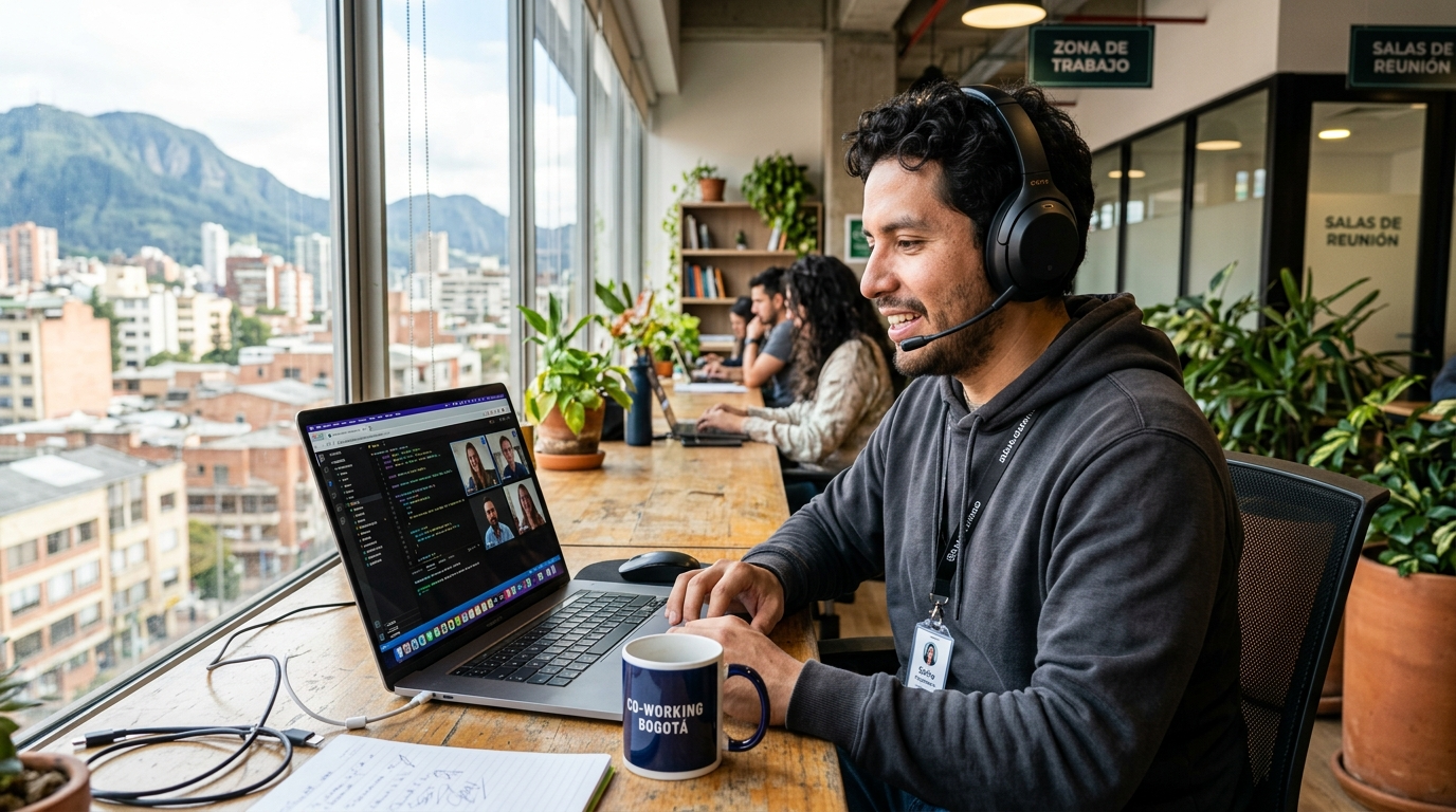 Latin American nearshore developer on video call with US team during development outsourcing collaboration session