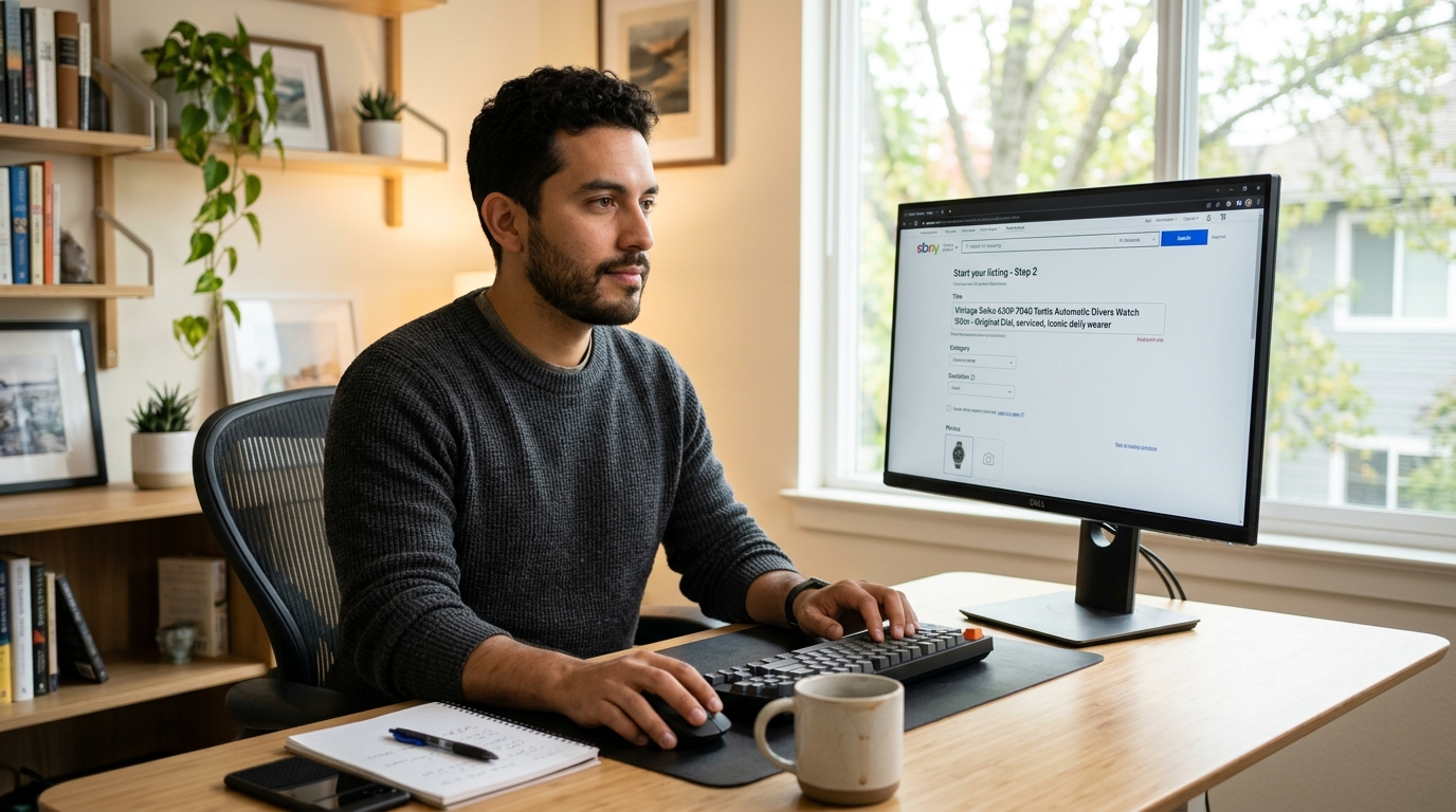 Nearshore eBay virtual assistant creating optimized product listings in eBay Seller Hub, 2026
