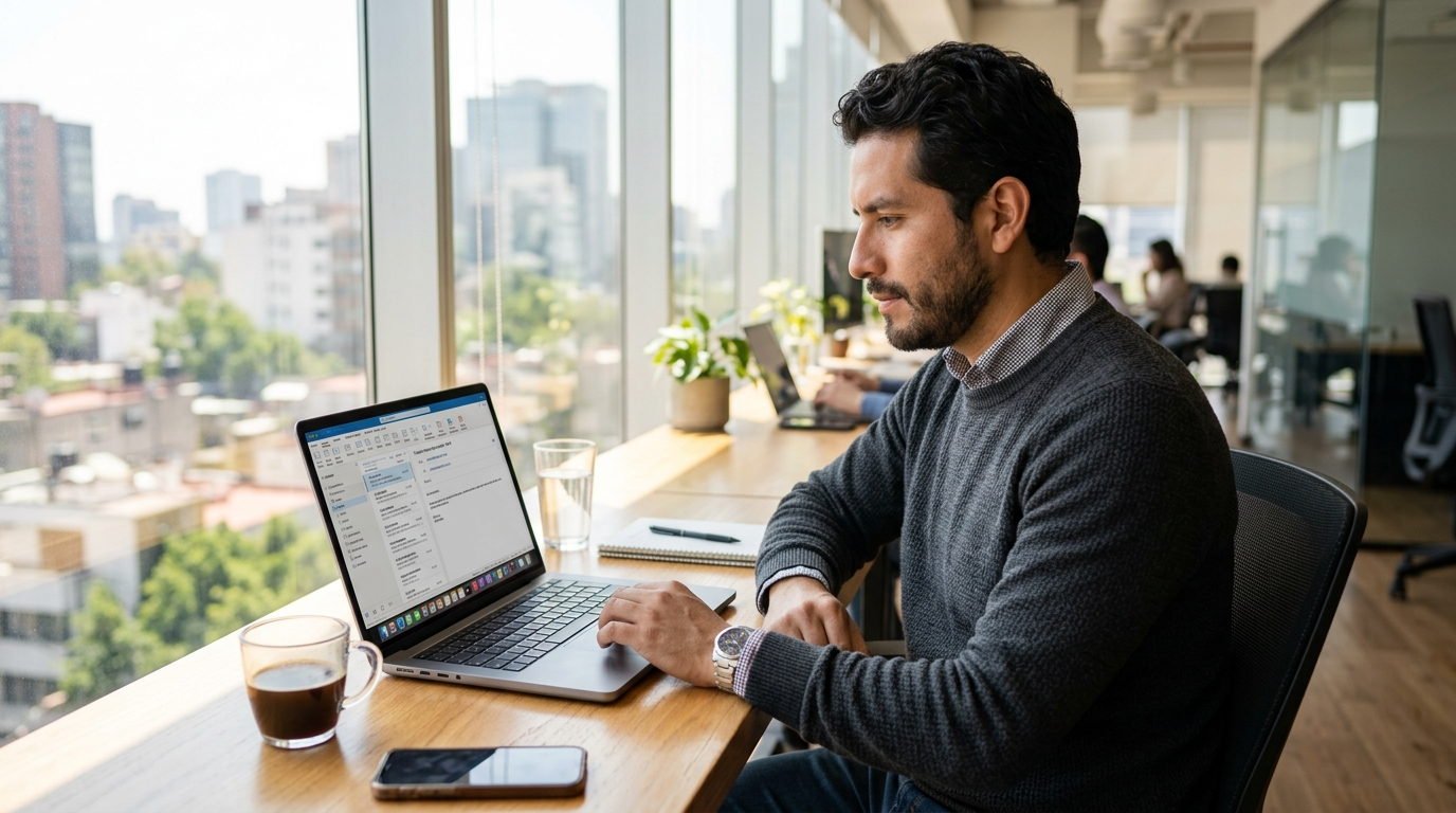 Nearshore virtual EA drafting email replies using AI copilot tools for US executive inbox management
