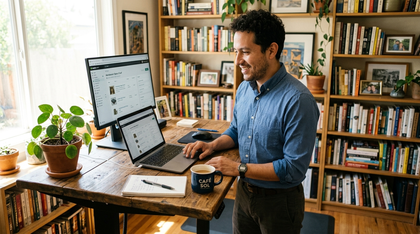 Latin American Shopify VA updating product listings — showing real nearshore ecommerce support workflow in 2026