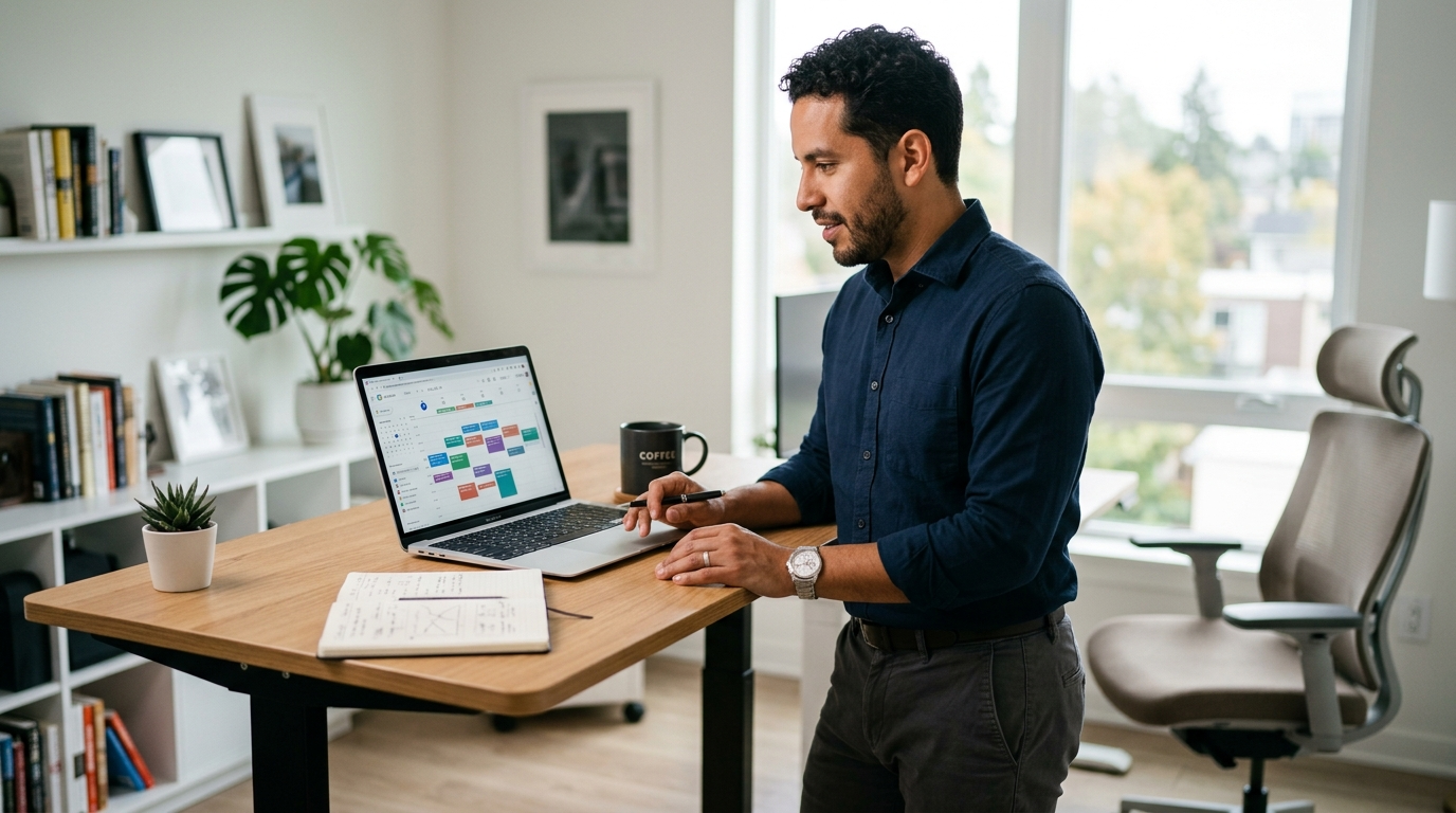 Nearshore virtual executive assistant reviewing executive calendar on laptop — virtual executive assistant cost comparison 2026