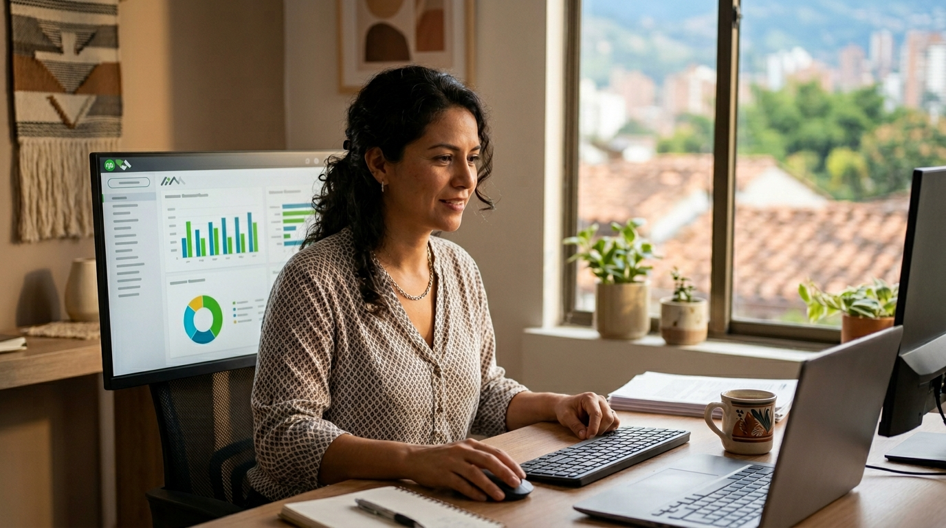 Nearshore bookkeeper in Latin America reviewing a QuickBooks dashboard — how to find a reliable nearshore bookkeeper in 2026