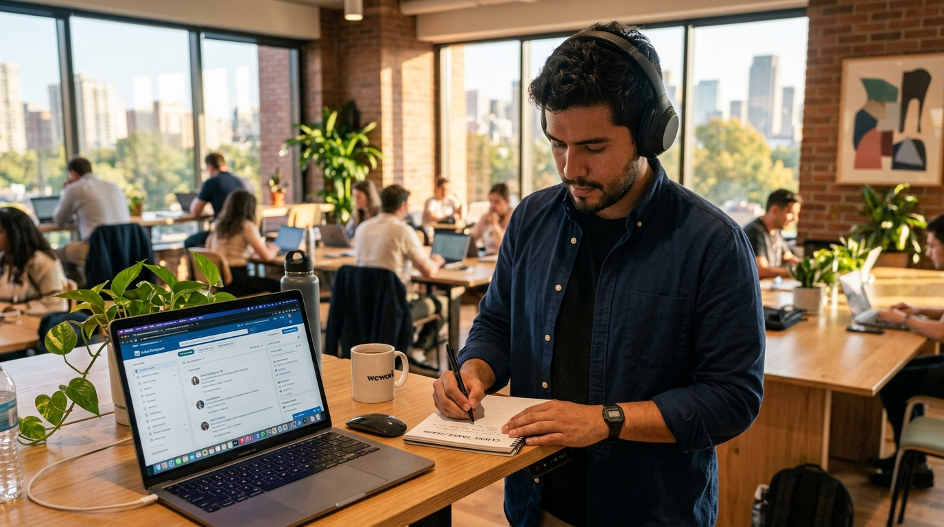 Nearshore Latin American VA reviewing LinkedIn Sales Navigator prospecting lists for B2B outreach, 2026