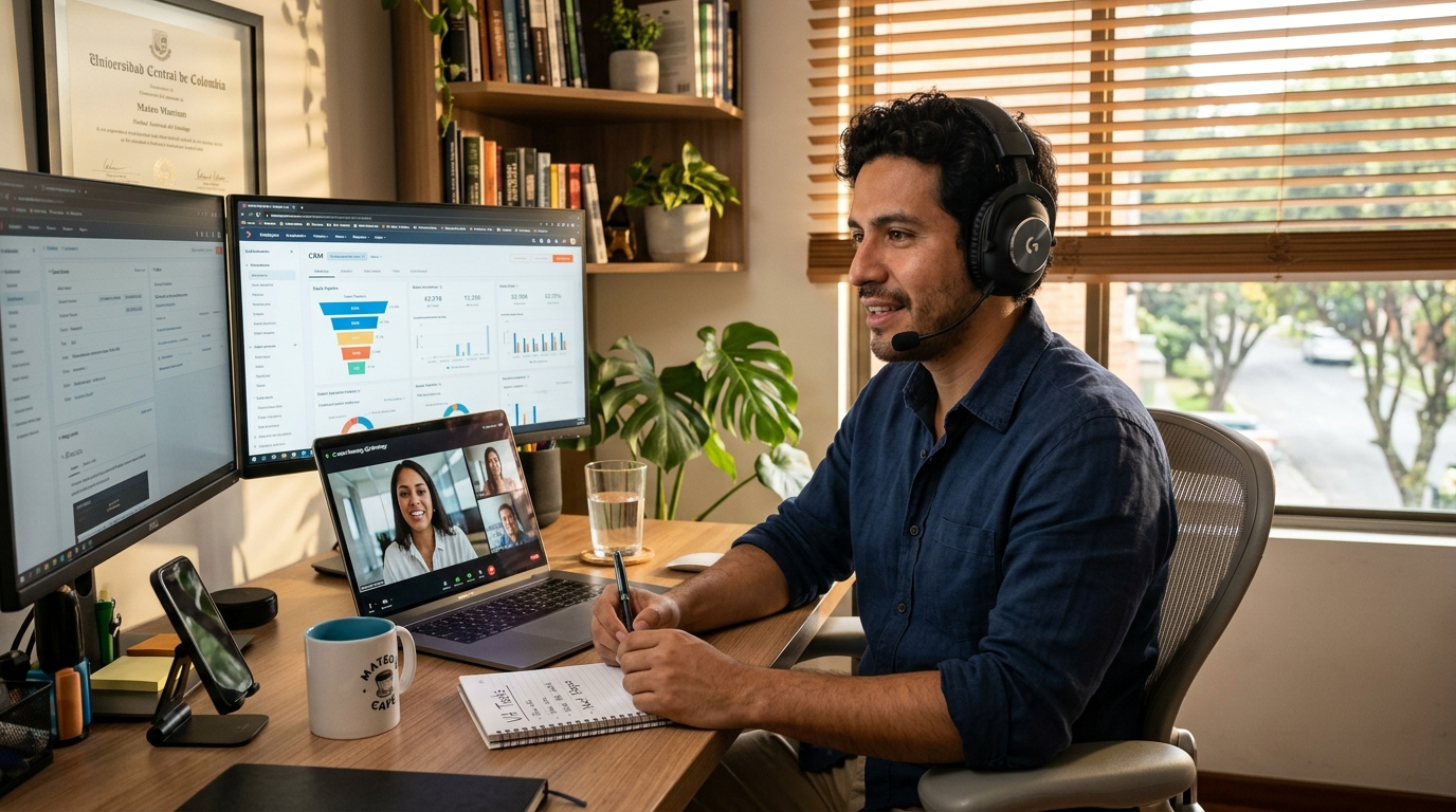 Nearshore virtual assistant placed by a nearshore recruiting company on a live video call with a US business client