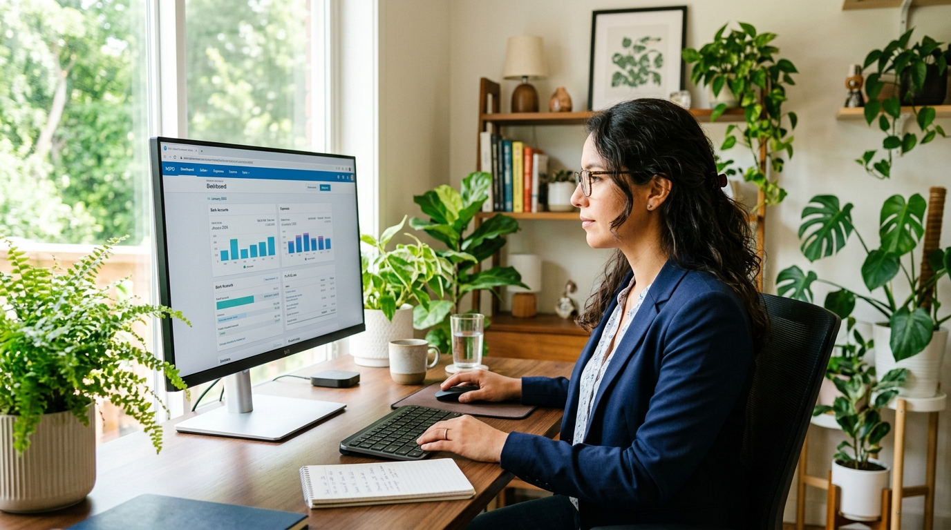 Nearshore bookkeeping VA from Latin America working in Xero accounting software, professional home office environment