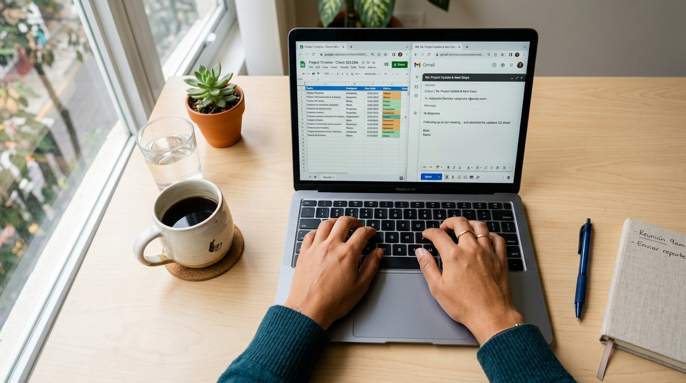 Nearshore executive assistant drafting executive communications and managing schedules in real time
