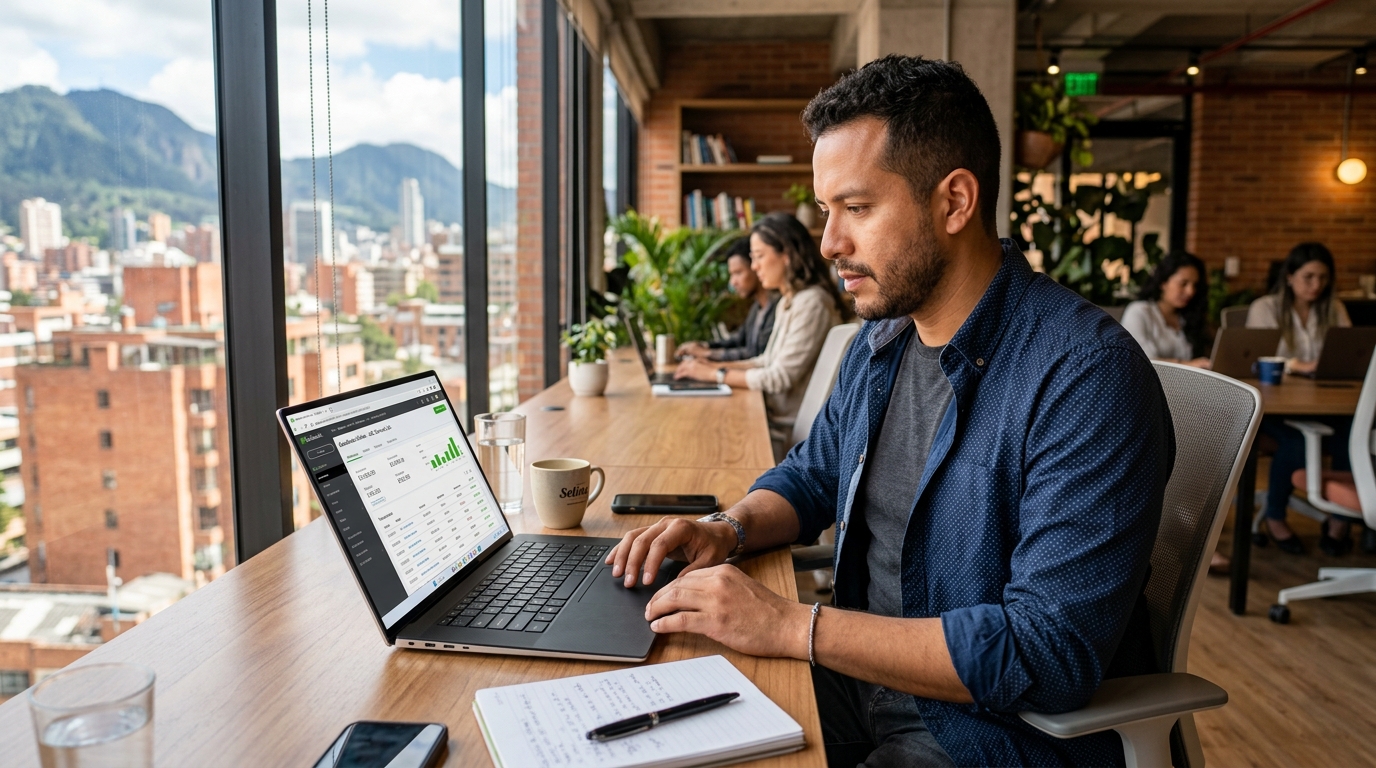 Nearshore virtual assistant in Latin America reviewing QuickBooks financials — nearshore vs offshore virtual assistant cost comparison 2026