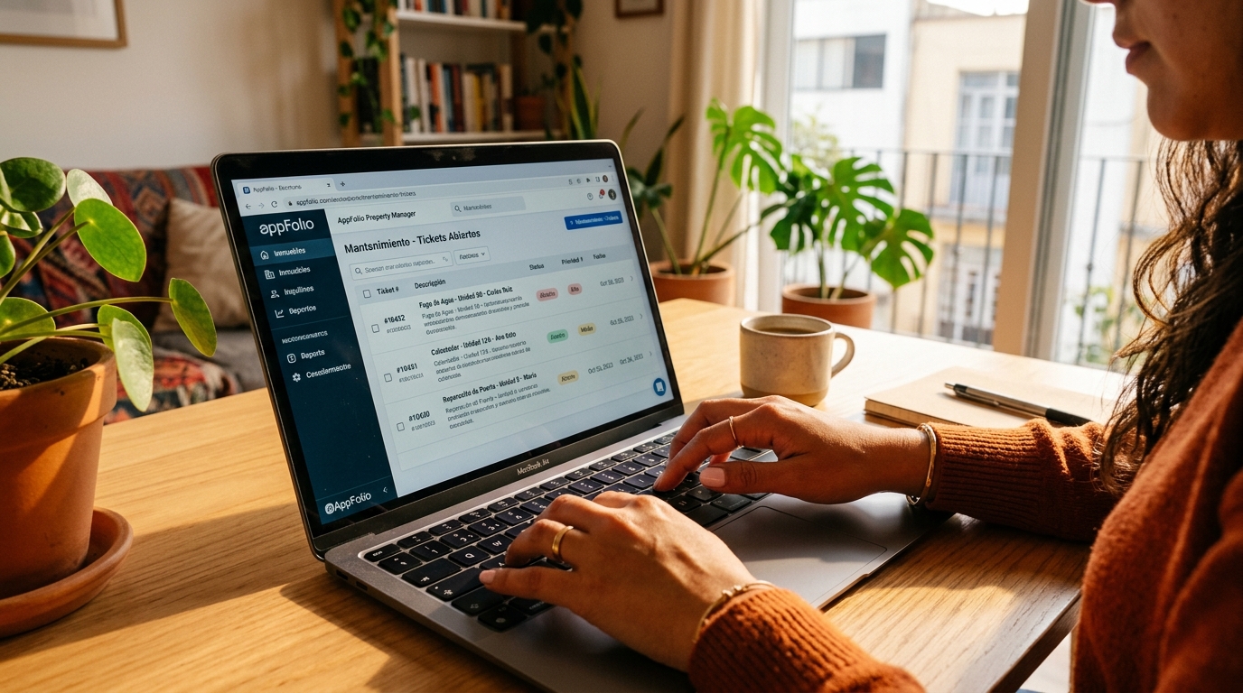 Nearshore property management virtual assistant working in AppFolio during US business hours, Latin America, 2026
