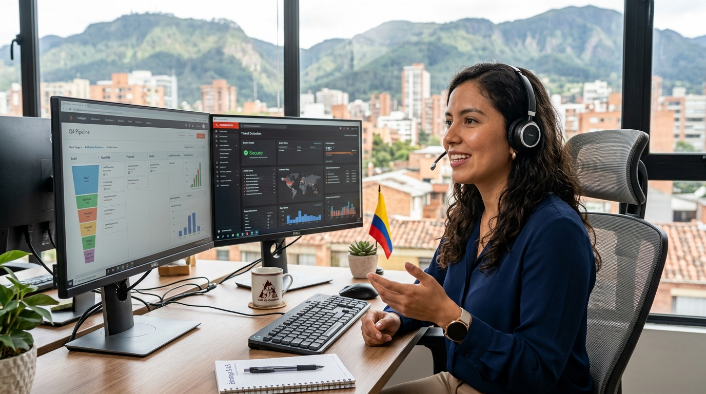 Nearshore sales development rep handling pay for performance appointment setting for a cybersecurity startup from a Latin American home office