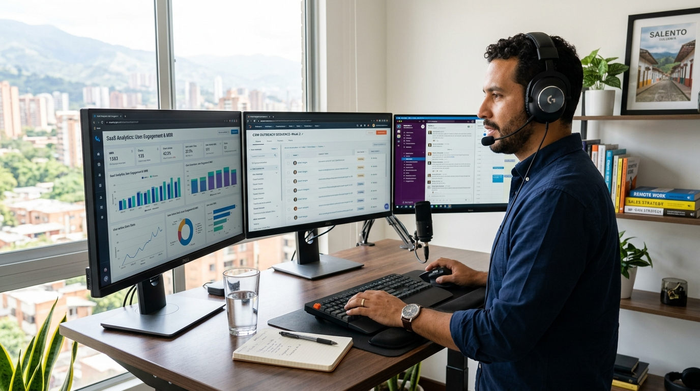 Nearshore VA running pay for performance appointment setting outreach sequences for a SaaS hosting company
