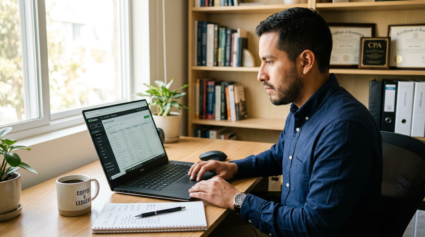 Nearshore bookkeeper configuring QuickBooks chart of accounts during initial setup for a US small business