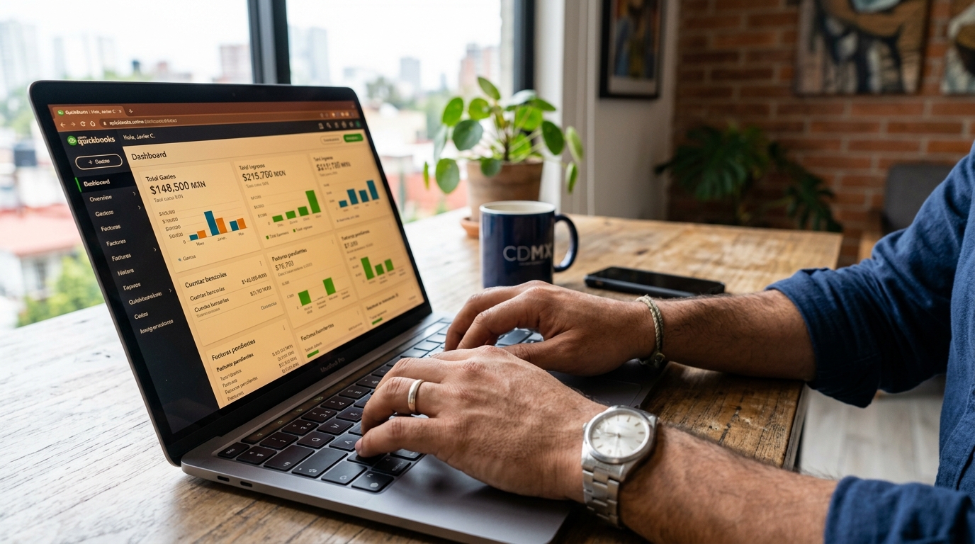 Nearshore Latin American bookkeeper working in QuickBooks — bookkeeping outsourcing Latin America 2026