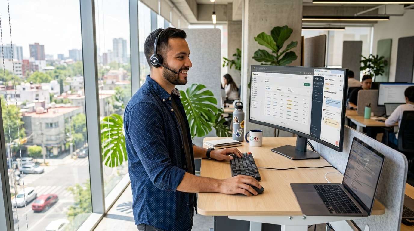 Shopify virtual assistant managing orders and customer tickets on Shopify and Gorgias in a Latin American office