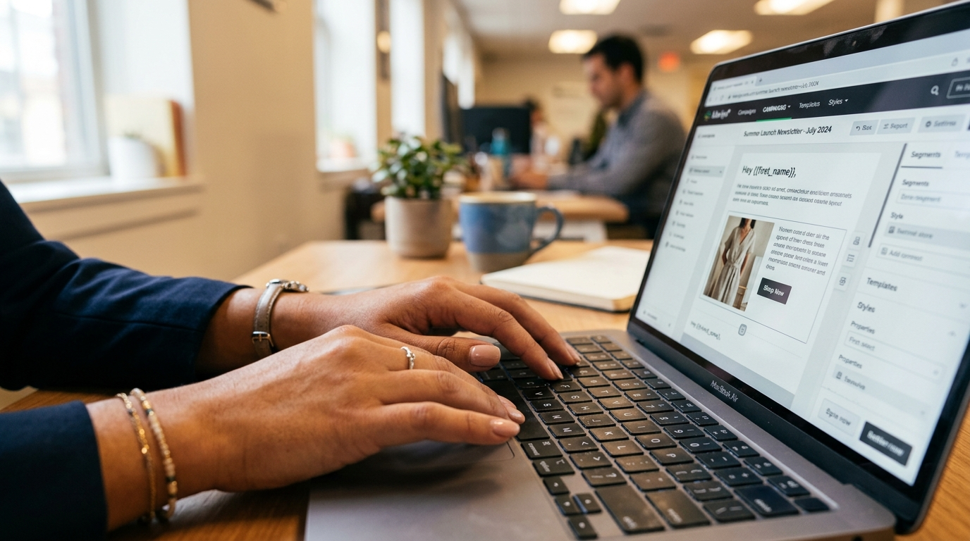 Nearshore Shopify VA building a Klaviyo email campaign for a Shopify ecommerce store