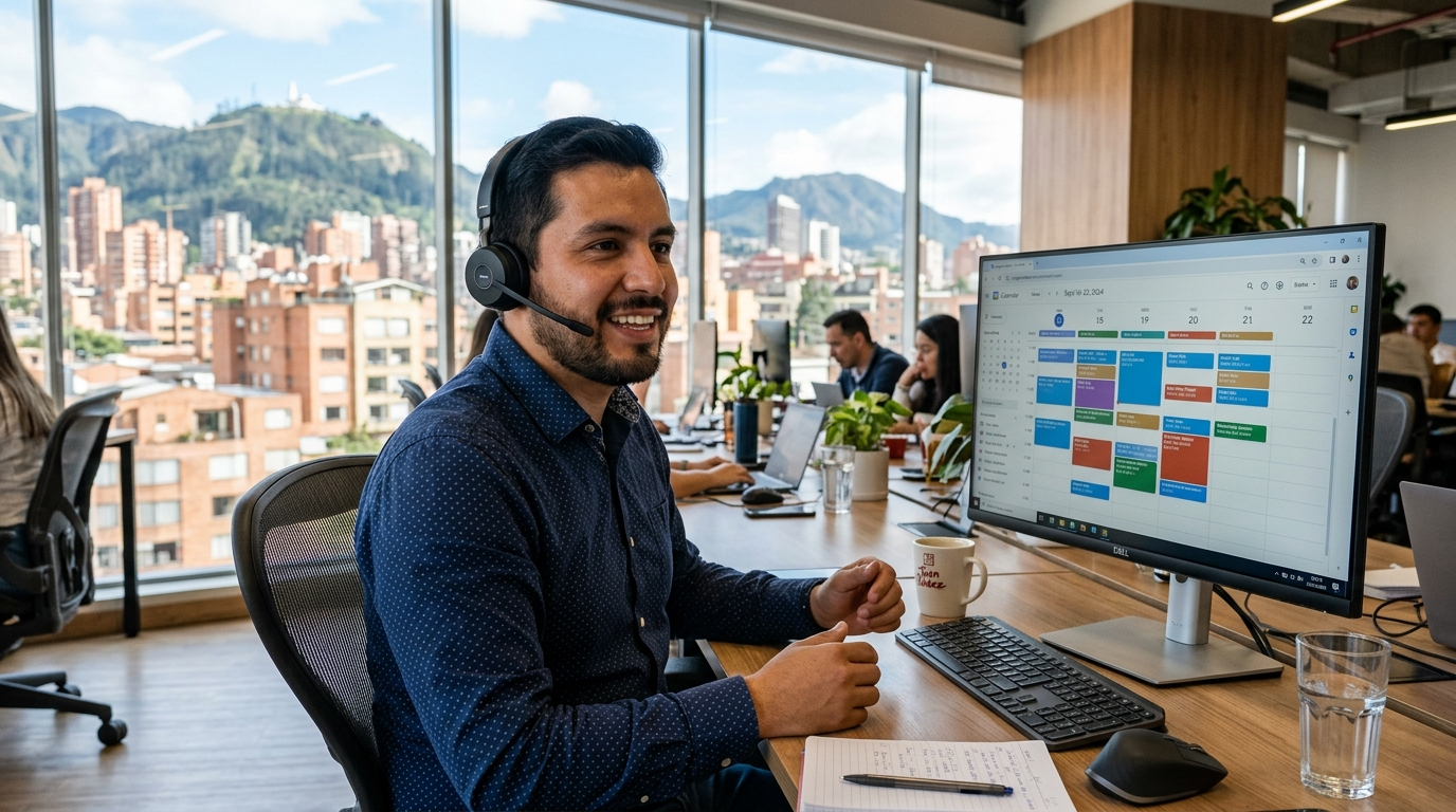 Nearshore virtual assistant managing calendar and administrative tasks remotely during US business hours