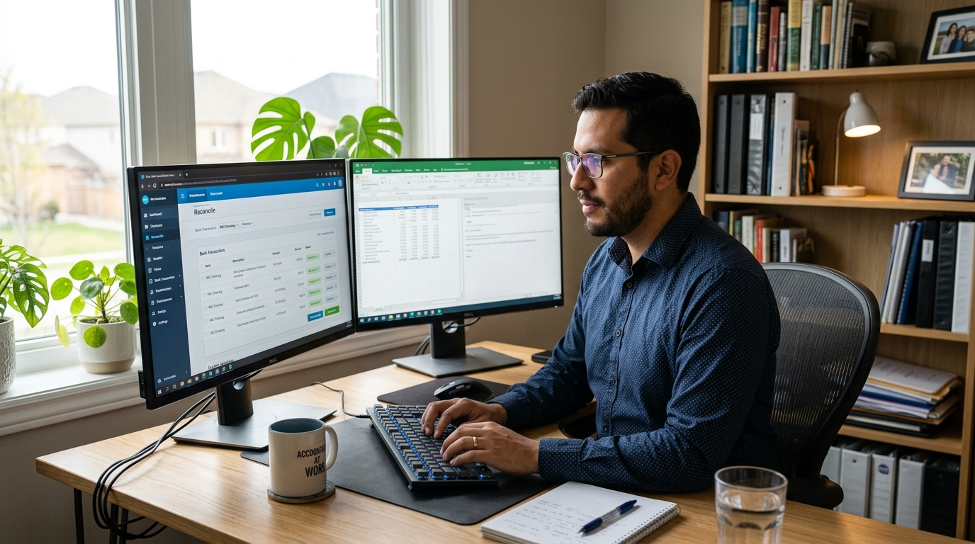Nearshore Xero bookkeeper performing bank reconciliation in Xero software during US business hours